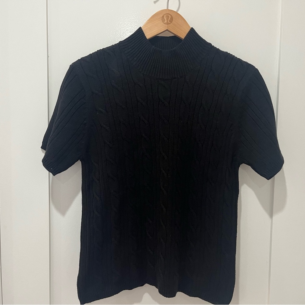Talbots Cable Knit Turtleneck Short Sleeve Sweater